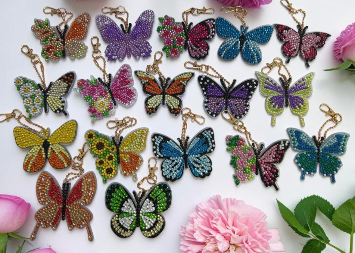 Butterfly Rhinestone Keychains/Bag Charms