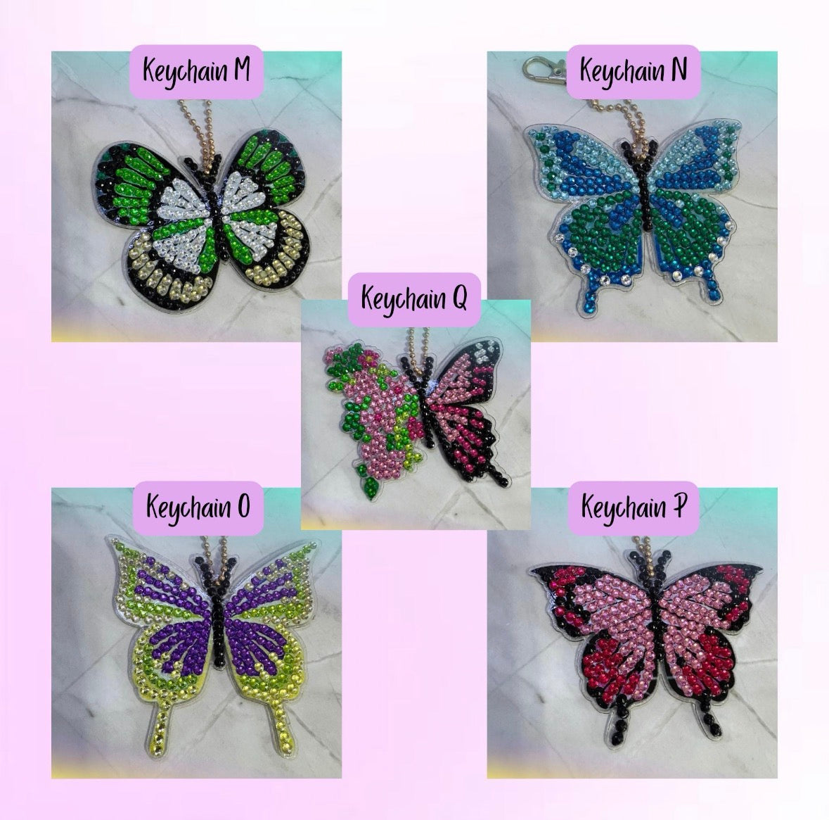 Butterfly Rhinestone Keychains/Bag Charms