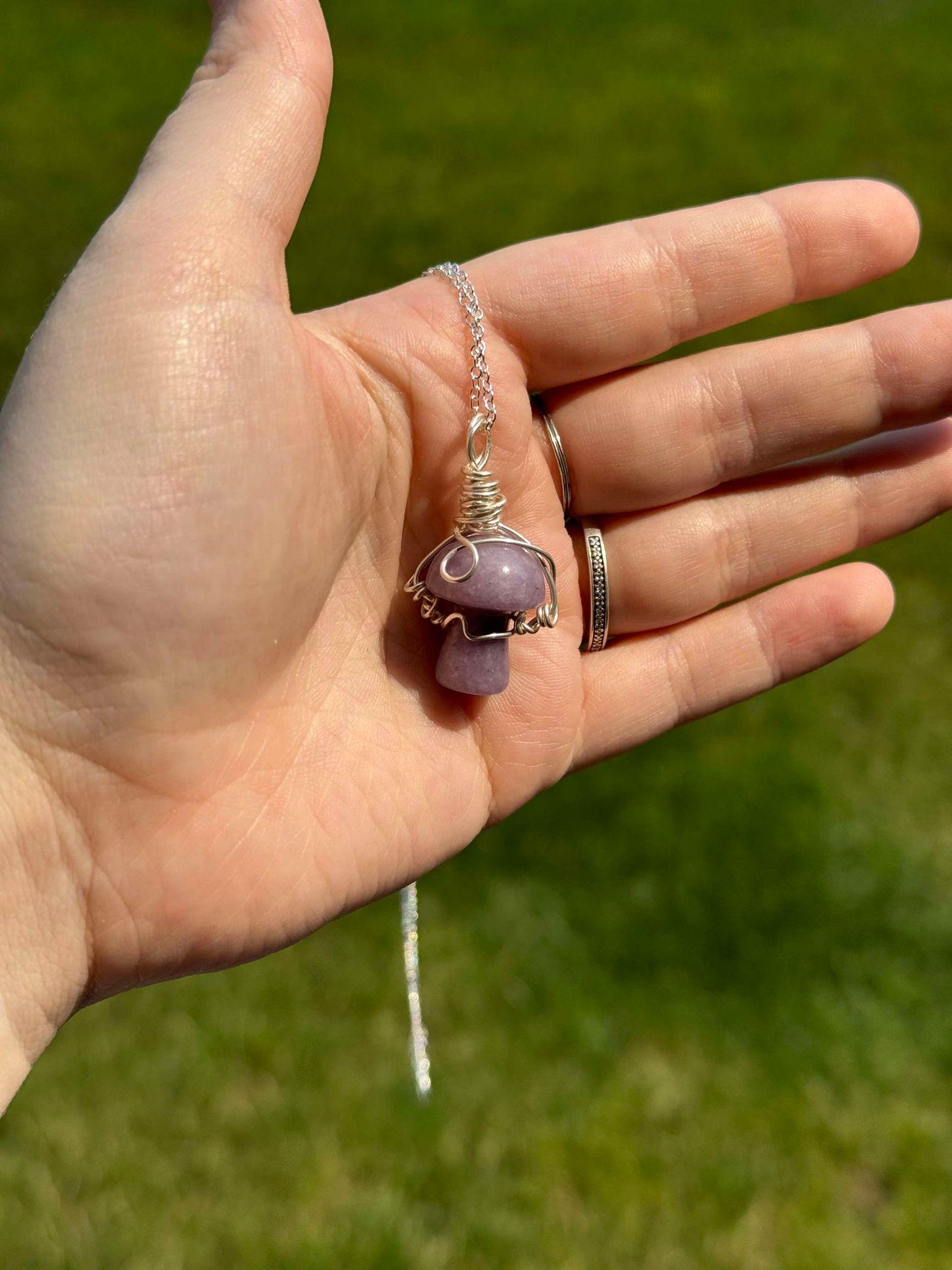 Lepidolite Mushroom Necklace