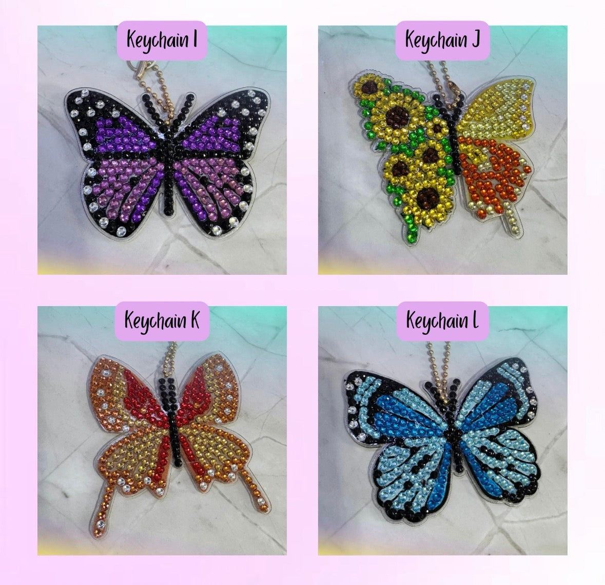Butterfly Rhinestone Keychains/Bag Charms