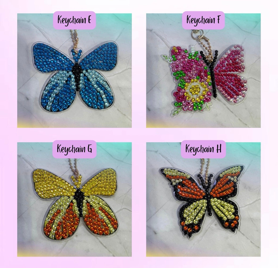 Butterfly Rhinestone Keychains/Bag Charms