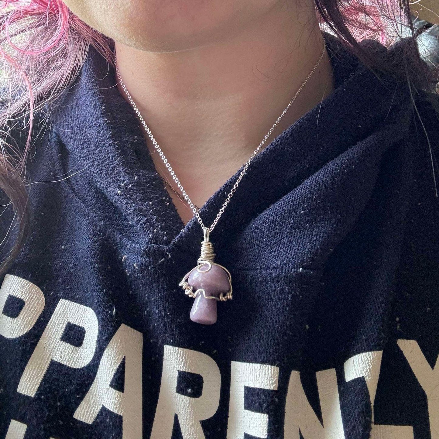 Lepidolite Mushroom Necklace